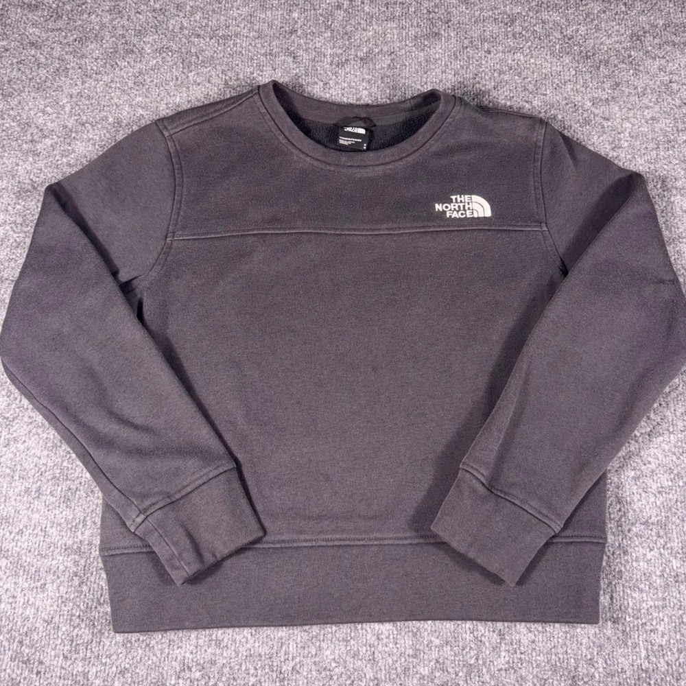 The North Face Womens Crewneck Sweatshirt Charcoal Gray Fleece Pullover Medium
